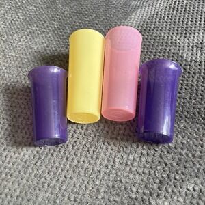 SET OF 4‎ TUPPERWARE 16oz. &  10.5oz. Pastel & Purple Stackable Tumbler Glasses